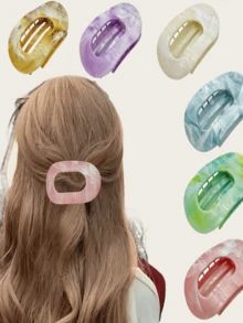 13pcs/7pcs/6pcs/4pcs/3pcs/1pc Marble Ombre Flat Round Hair Clips, Fashion Versatile Minimalist Elegant Hair Accessories Suitable For Daily Wear, Showering, Makeup, Hair Slide, Hair Barrettes