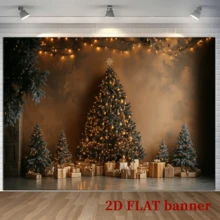 2D Flat Warm Christmas Tree Themed Backdrop, Merry Christmas Photo Booth Backdrop _ Indoor And Outdoor Multifunctional Party And Event Decoration _ Polyester, No Power Needed, Perfect For Christmas Decoration
