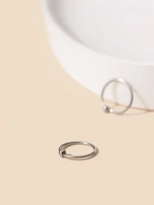 2pcs Minimalist Geometric Stainless Steel Piercing Round Ball Nose Ring, For Men Daily Wear & Party