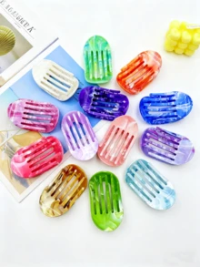 13pcs/7pcs/6pcs/4pcs/3pcs/1pc Marble Ombre Flat Round Hair Clips, Fashion Versatile Minimalist Elegant Hair Accessories Suitable For Daily Wear, Showering, Makeup, Hair Slide, Hair Barrettes