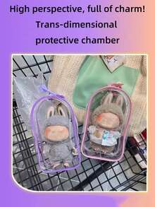 1 Stück transparente Displaytasche, geeignet für Puppen, 1 Stück quadratische Blindbox Hängetasche, mit wasserdichten und staubdichten Multifunktionsmerkmalen, sehr geeignet zum Aufbewahren von Puppen und kleinem Zubehör, sehr geeignet zum Tragen von Puppen, geeignet als Geburtstags-, Weihnachts- oder Partygeschenk. - Verschiedenfarbig - Übersicht 1