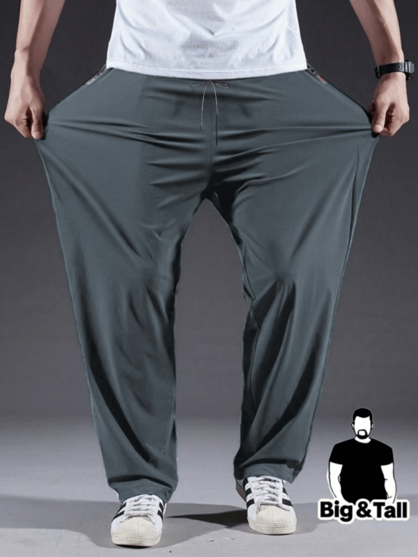 Plus Size Men's Casual Pants - Lightweight, Quick-Dry, Breathable Sports & Fitness Pants, Black Polyester, Machine Washable, Big & Tall