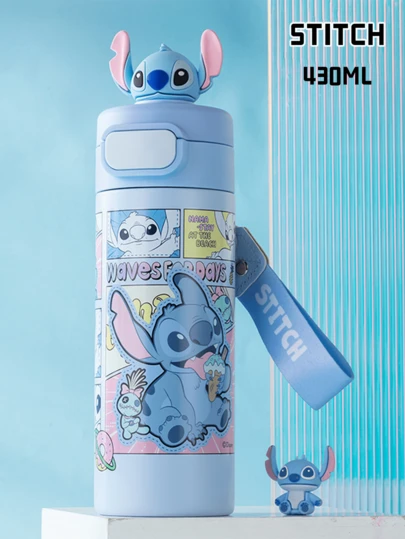 Stitch Straight Drink Cup 430ml, Cute Stitch Figure, Leak-Proof Lid, Daily Hydration, Travel Tumbler, Backpack Fit, Kawaii Drinkware, Gift For Lilo-Stitch Fans, Desk Essential, Limited Edition, Collectible Cup, Fun Hydration, Adorable Present, Gym Buddy, Suitable For Lover