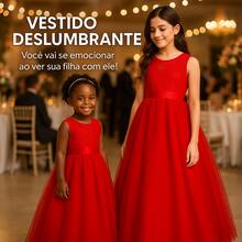 Children's Youth Long Party Dress Girl Flower Girl Bridesmaid Wedding Flower Girl Debutante Princess Miss - 3 To 16 Years - Premium Luxury - 紅色 - 查看 2