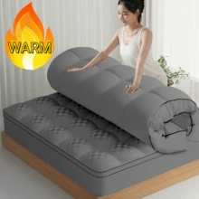 超厚保暖床垫 - 羽毛填充，可更换枕头，角撑板盒设计，适合 8-21 英寸深口袋，毛绒和支撑性好，酒店品质，白色、蓝色、灰色，非常适合万圣节、圣诞节、日常节日礼物！