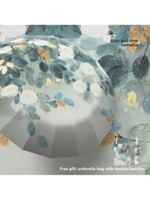 1pc Ink Painting Style Inner & Outer Printed High-End Sunshade Umbrella, UV Protection, Suitable For Outdoor Travel, Dual Use For Sunny And Rainy Days