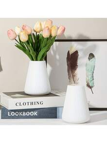 1个装满天星塑料花瓶装饰客厅白色瓷器清新简约干花摆件创意塑料花瓶 - 白色 - 查看 5