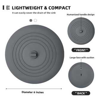 1pc Bathtub Drain Stopper - 5" Silicone Kitchen Bathroom Bath Tub Drain Hair Stopper, Bathtub Drain Plug, Universal Flat Suction Shower Bathtub Drain Cover, Bathroom Laundry Accessories(White/Gray)