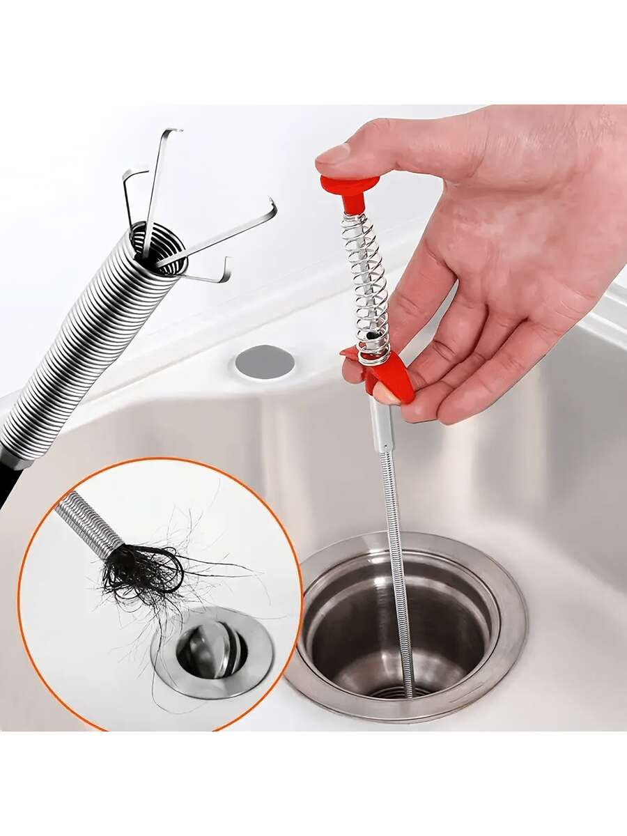 1pc Drain Clog Remover Tool - 23.62 Inch Retractable Drain Snake For Pipes, Sink, Toilet & Dryer Vent, Hair Clog Grabber With Flexible Grip, Professional Drain Cleaner Kit
