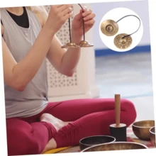 1/2 Set Nepal Bell Cymbals, Handcrafted Meditation And Yoga Chimes, Clear Resonance, Metal Percussion Instrument, Double Bells, Spiritual Healing, Mindfulness, Yoga Buddhist And Relaxation Music Tool - Gold - View 5