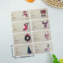 Vintage 8 Patterns Of Christmas Gift Stickers, Paper Bag Stickers, Sealing Stickers, Name Stickers, Holiday Decorations 80 Sheets
