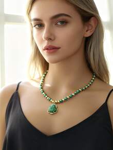 1 pieza Elegante collar de joyería budista - Cadena de cuentas con colgante de Buda para hombres y mujeres, regalo espiritual para Acción de Gracias, cumpleaños, aniversarios - Collar para uso diario y formal, Collares de Buda, Accesorio de fiesta, Estilo bohemio, Acento de piedras preciosas, Diseño intrincado, No magnético