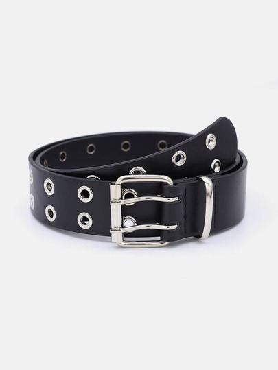 1pc Solid Color Punk PU (Polyurethane) Decorative Belt, Suitable For Daily Use, Unisex