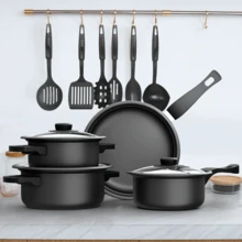 Lislark 13pcs Camping Cooking Set, Essential Items For Camping Cooking, Including Kitchen Tools, Suitable For Outdoor Activities Such As RV Camping, Picnics And Barbecues. - Black - View 1