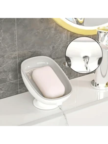 PS Soap Holder: Double - Layer Design For Neat Soap Storage & Quick Draining - White - View 3