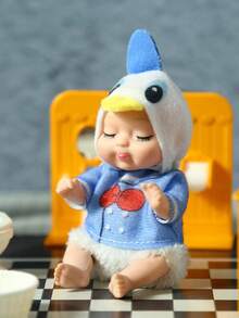 1 件迷你可爱个性化卡通毛绒玩偶衣服，带可拆卸和旋转的四肢，逼真的迷你玩偶雕像，小型睡娃娃，逼真的婴儿娃娃，迷你婴儿娃娃，逼真的重生婴儿娃娃 - 彩色 - 查看 6