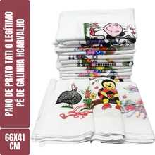 Kit 100 Un - Pano De Prato Copa Estampado Tati Têxtil H. Carvalho - Pé De Galinha - Branco - Estampas Diversas - 66x41cm - Branco - Visão 4