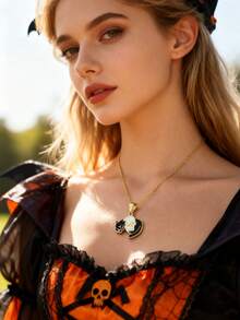 [Colar com Pingente de Caveira Multi-Elemento] Design Criativo Gótico Colar com Pingente de Caveira Destacável para Homens e Mulheres, Pingente Religioso Personalizado Multi-Elemento, Acessórios de Joias, Lembrancinhas de Festa de Halloween Assustadora, Presentes de Truque ou Travessura, Acessórios de Fantasia para Halloween, Natal e Suprimentos para Festas