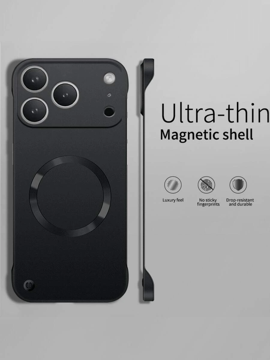 超薄金属漆磁吸手机壳，兼容 17 Pro Max、17 Pro、16、15、14、13、12 Pro Max、17 Air、16 Plus、17，无边框散热 PC 防震保护套