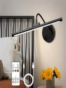 1pc USB Rechargeable Wireless Picture Light, Wall Light With Remote Control, Dimmable And Timed Off, Suitable For Displaying Art In Living Rooms, Mural Lighting In Living Rooms, Bathroom Lighting (1800mAh)