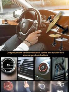 1/2pcs Mini Car Cymbal Vent Decorations, Universal Fit For Most Vehicles, Travel Rhythm Fun, Car Interior Decor, Playful Design, Durable, Auto Accessories - Multicolor - View 5