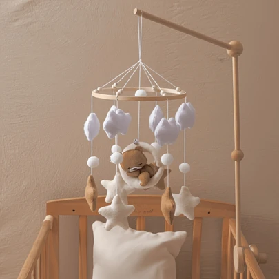Handmade Baby Sheep & Star & Moon Bed Bell, Baby Mobile Crib, Cute Animal Shaped Toys, Educational, Improve Hand-Eye Coordination, Prevent Myopia, Nursery Room Decor, Mixed Colors, Newborn Rattle Toys, Best Gift For Parent-Child Interaction, Birthday, Christmas