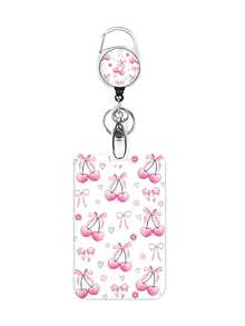 Suport retractabil pentru insignă cu model de cireșe, etichetă de identitate, carabină pentru insignă de angajat, rolă retractabilă roz pentru insignă cu șnur detașabil - Suport pentru ID și chei cu citate motivaționale, protector vertical pentru carduri pentru biroul principal, doctor, asistentă medicală, profesor, femei, studenți și profesioniști, cadou de Paște