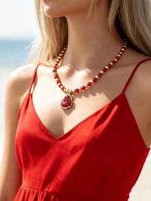 1 pieza Elegante collar de joyería budista - Cadena de cuentas con colgante de Buda para hombres y mujeres, regalo espiritual para Acción de Gracias, cumpleaños, aniversarios - Collar para uso diario y formal, Collares de Buda, Accesorio de fiesta, Estilo bohemio, Acento de piedras preciosas, Diseño intrincado, No magnético