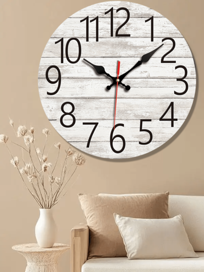Pc 10 Inch/12 Inch Wooden Round Wand Clock, Retro Old Creative Home Bedroom Living Room Office School ation Silent Non Ticking view 5