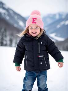 1 pieza Gorro de punto para bebé recién nacido, gorro tipo gorro para niños, accesorios para bebés, sombreros para niños, elástico para niños de 1 a 5 años - Rosa - Ver 3