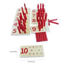 Wooden Stick Counting Board, Digit And Wooden Stick Counting Educational Montessori Toy, Math Learning Toy - Red and White - View 2