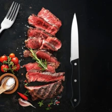 6set Stainless Steel Cutlery Set, Containing 6 Serrated Steak Knives And 6 Dinner Forks, Elegant Classic Design, , Mirror Polished, Dishwasher-, Suitable For Meat Cutting, Perfect For Parties, Weddings, Banquets, Outdoor Camping