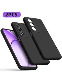 2Pcs Soft TPU Back Cover Shockproof Silicone Bumper Anti-Fingerprints Full-Body Protective Case Cover Compatible With OPPO (Black) Waterproof Anti-Fall Scratch Resistant - Black - View 9