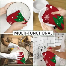 2/4 Paños de cocina con estampado de árbol de Navidad, paños de microfibra suaves y absorbentes para cocinar, hornear, limpiar, decoración de cocina, regalos para vecinos, madres, amigos, inauguración de casa - Multicolor - Ver 11