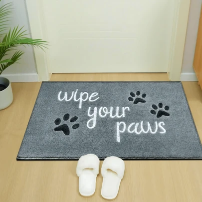 1pc Dog Paw Print Doormat, Faux Wool Rug - Highly Absorbent, Easy To Clean, Suitable For Home Decor, Farmhouse, Entryway, Indoor, Room, Kitchen, Dining Room, Small Office/Home Office, Sink, Laundry Room, Rug, Kitchen Mat, Non-Slip Mat