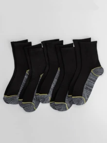1 Pair/5 Pairs/10 Pairs/30 Pairs Men's Casual Socks, Mid-Calf Long Socks For Winter, Black Socks, Sports Socks, Breathable Durable Work Socks, Suitable For Daily Wear - Black - View 4