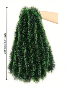 1/3/5Pcs 2m Christmas Tinsel Garland,Dark Green Glittering For Xmas Tree Party Wedding Supplies, Xmas Garland For Home Indoor Outdoor Christmas Tree Decoration, Holiday Wedding Party Supplies - Green - View 3