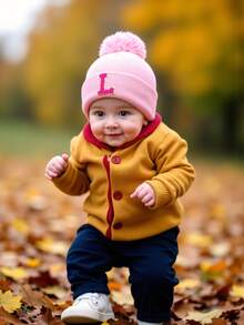 1 pieza Gorro de punto para bebé recién nacido, gorro tipo gorro para niños, accesorios para bebés, sombreros para niños, elástico para niños de 1 a 5 años - Rosa - Ver 6