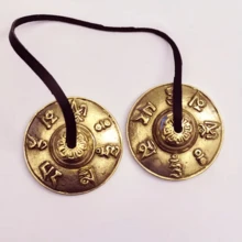 1/2 Set Nepal Bell Cymbals, Handcrafted Meditation And Yoga Chimes, Clear Resonance, Metal Percussion Instrument, Double Bells, Spiritual Healing, Mindfulness, Yoga Buddhist And Relaxation Music Tool - Gold - View 7