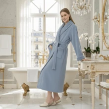 Peignoirs de bain doublés thermiques épaissis pour couple, peignoir en velours corail long pour l'automne/l'hiver