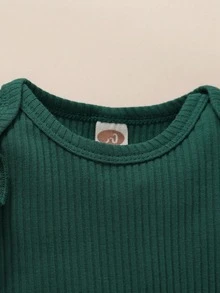 BrownBark 3pcs/Set Autumn Baby Girls' Casual Ribbed Solid Color Top + Printed Pants + Headwear Outfit, Versatile