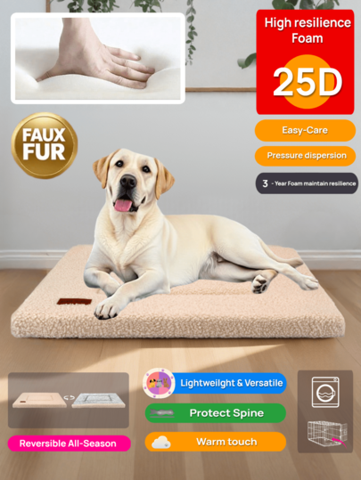 1PC High Resilience Foam Dog Bed Reversible (Cool & Warm) Crate Pad Mat, Cat Foam Soft Mat Pad, Pet Sleeping Bed Mat For Crate, Easy Maintenance Dog Mattress, Dog Machine Washable Crate Beds Suitable For Small Medium And Large Dogs And Cats Breeds