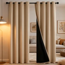 2 piezas de cortinas impermeables y bloqueadoras de luz con forro aislante por capas, adecuadas para salas de estar, dormitorios, baños y decoración del hogar, y también aplicables para decoraciones de Halloween y Navidad, decoración de habitaciones