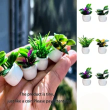2/5/8 pièces Mini plantes en pot artificielles - Bonsaï et verdure florale factices réalistes, pots en résine, sans électricité nécessaire - Décoration multifonctionnelle pour maison de poupée, mini jardin
