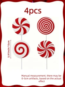 8/12 件/套圣诞节室内圣诞装饰品挑选一棵树 - 大号红色和白色薄荷棒棒糖挑选一棵树挑选一棵树挑选一棵树圣诞装饰品，可爱的糖果挑选一朵花装饰品适用于家庭办公室圣诞派对花瓶装饰。 - 彩色 - 查看 12