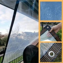 1 pieza Cubierta de lluvia impermeable, tela impermeable, red de lluvia, transparente, resistente al desgarro, a prueba de polvo, película de plástico impermeable. Adecuado para jardín, balcón, porche, soporte de plantas, caseta de perro, invernadero de camping y sitio de camping al aire libre