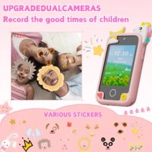 圣诞玩具儿童智能手机，适合3-10岁儿童的圣诞节和生日礼物，益智玩具手机，配备2.8英寸屏幕、双摄像头、游戏、音乐、闹钟、计算器，包含手机挂绳、大容量存储卡和充电线。