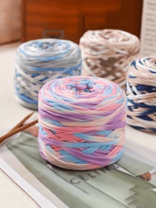 2/1 pieza Hilo de camiseta degradado, grande 300g/unidad - 2cm de ancho, hilo tejido de punto, suave y versátil para manualidades DIY, usado para ganchillo y tejido de bolsos, cojines, muñecas, mantas de almacenamiento, zapatillas, proyectos de ganchillo artesanal, disponible en múltiples colores, hilo multicolor, hilo de poliéster, hilo acrílico, hilo de ganchillo, hilo para manualidades, bolas de hilo vibrante, material de manualidades versátil, accesorios y suministros de tejido