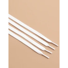 1 Pair Flat Polyester Woven Shoelaces For Sneakers, Multicolor Options Like Red And Blue, Suitable For Couples - 白色 - 查看 4