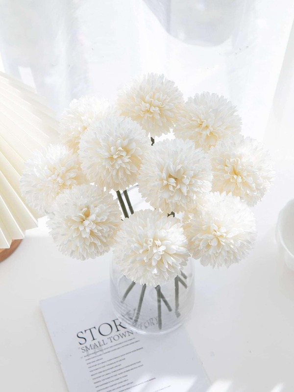 5/12PCS Artificial Ball, Chrysanthemum, Embroidered Ball, Wedding Decoration, Home Vase, Decoration, Dining, Living Room, Bedroom, Bedside Flower Arrangement, Bride Holding Flower, Wrist Flower, Breast Flower Material, Birthday Party Decoration Material, New Year's Valentine's Day Gifts